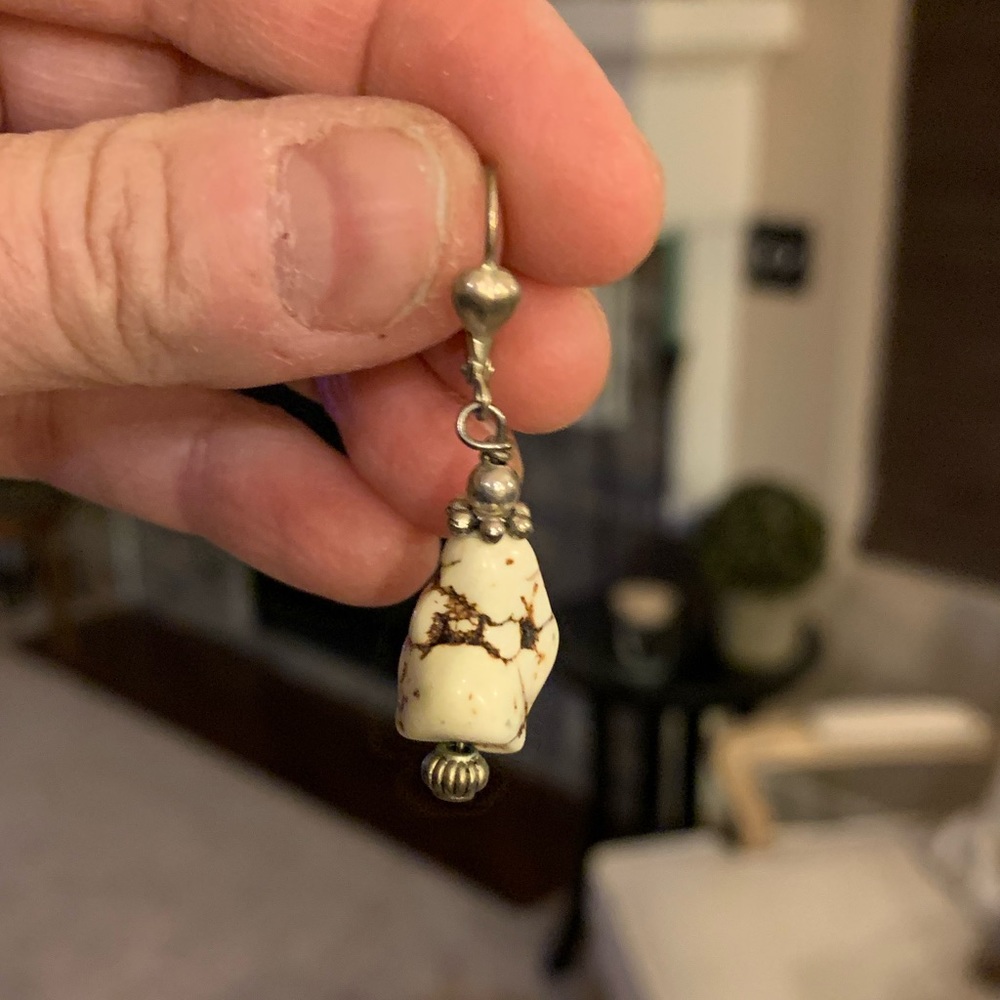 White Stone Dangle Earrings